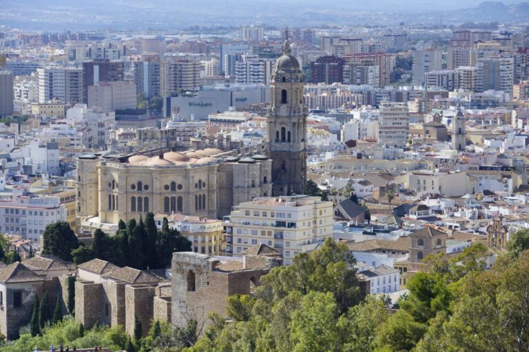 View over the rooftops of Malaga toward the cathedral