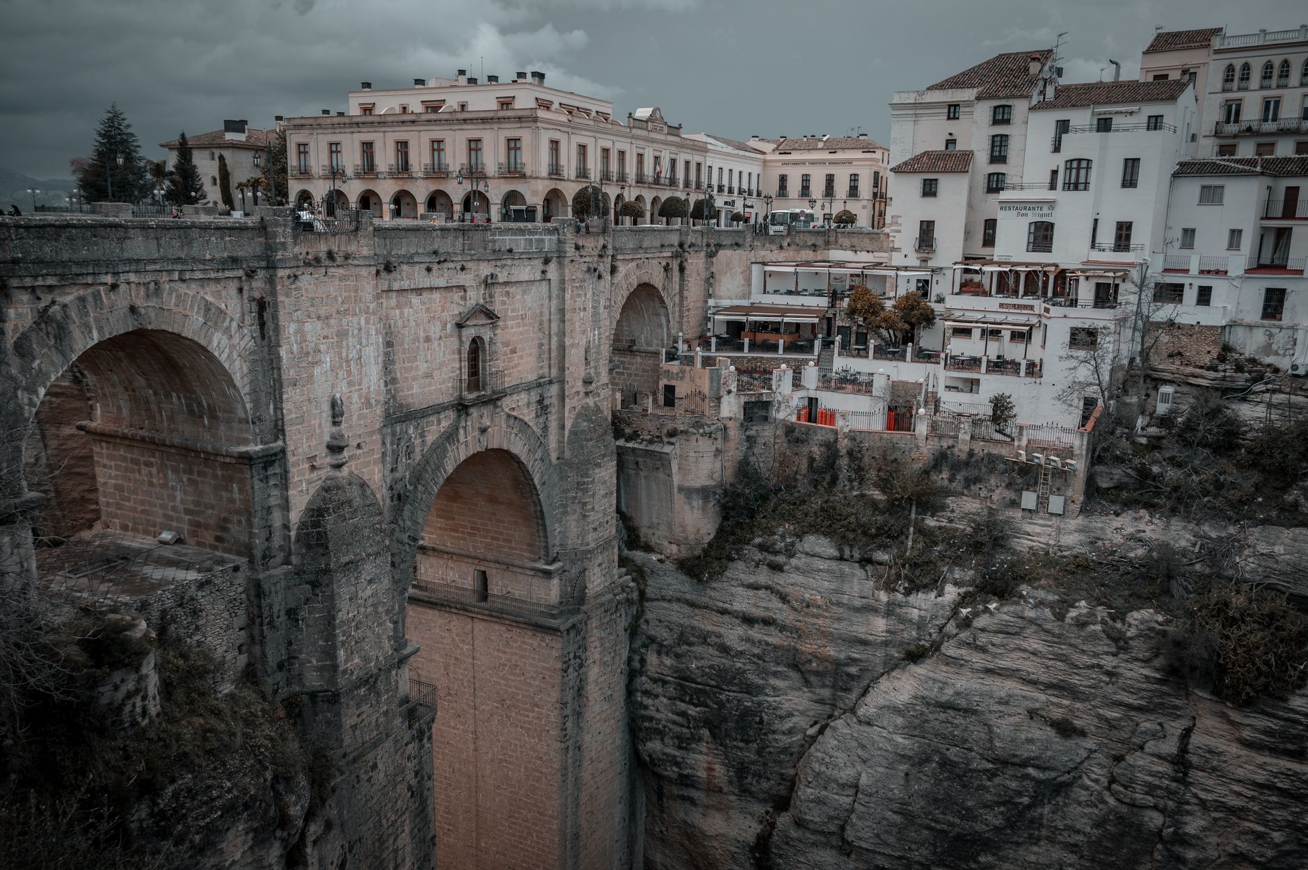 The Puente Nuevo stone bridge spanning the gorge at Ronda, Spain